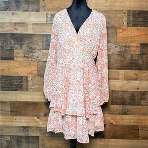 Jopna Women's Pink Floral Belted Tied Dress Size XL Extra Large